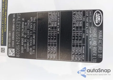 2025 Land Rover Defender 110 P400 X-Dynamic Se from USA, damaged, VIN SALE27EU5S2419028